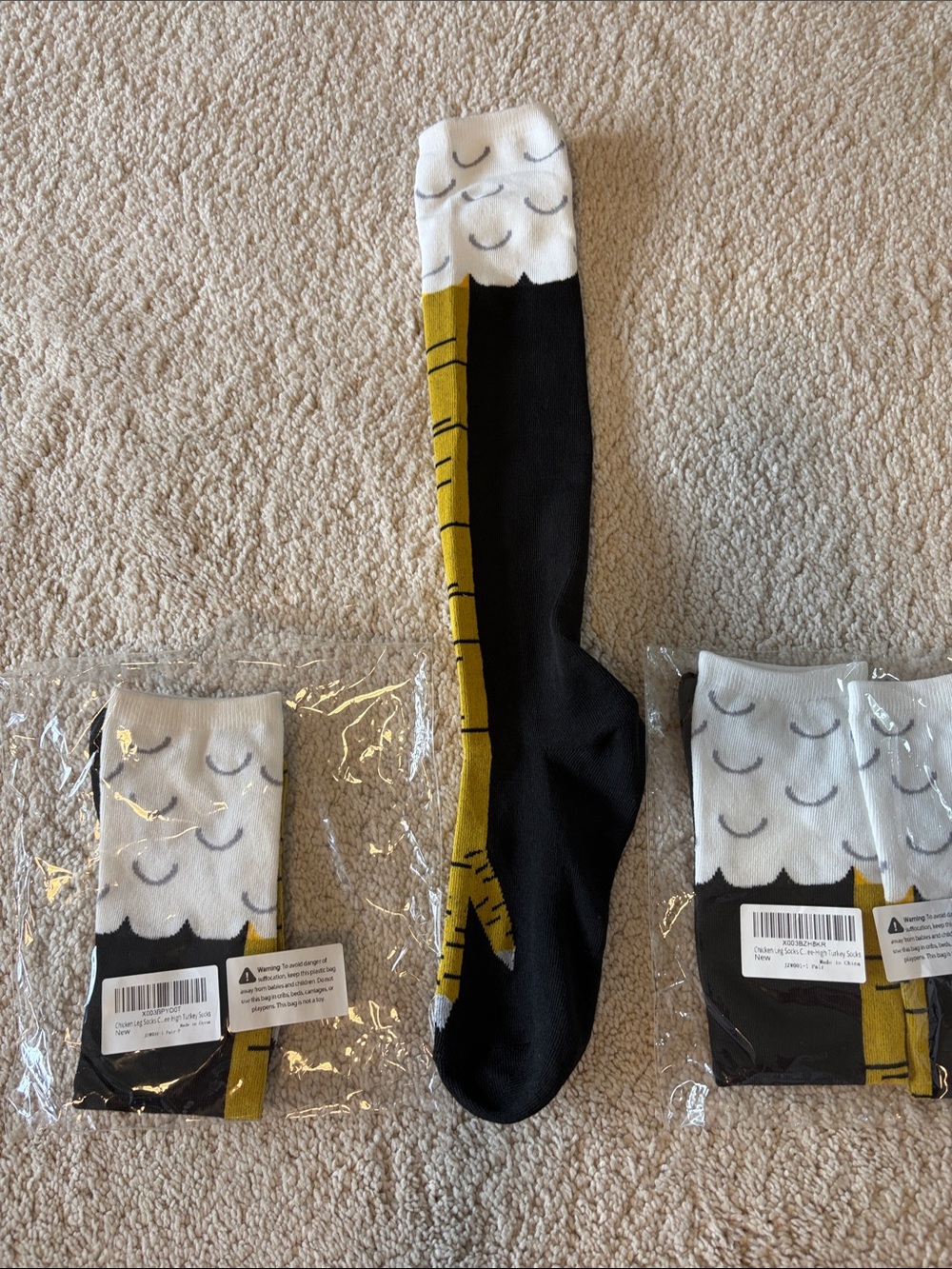 Turkey socks - 2 pairs Novelty Black & White turkey socks